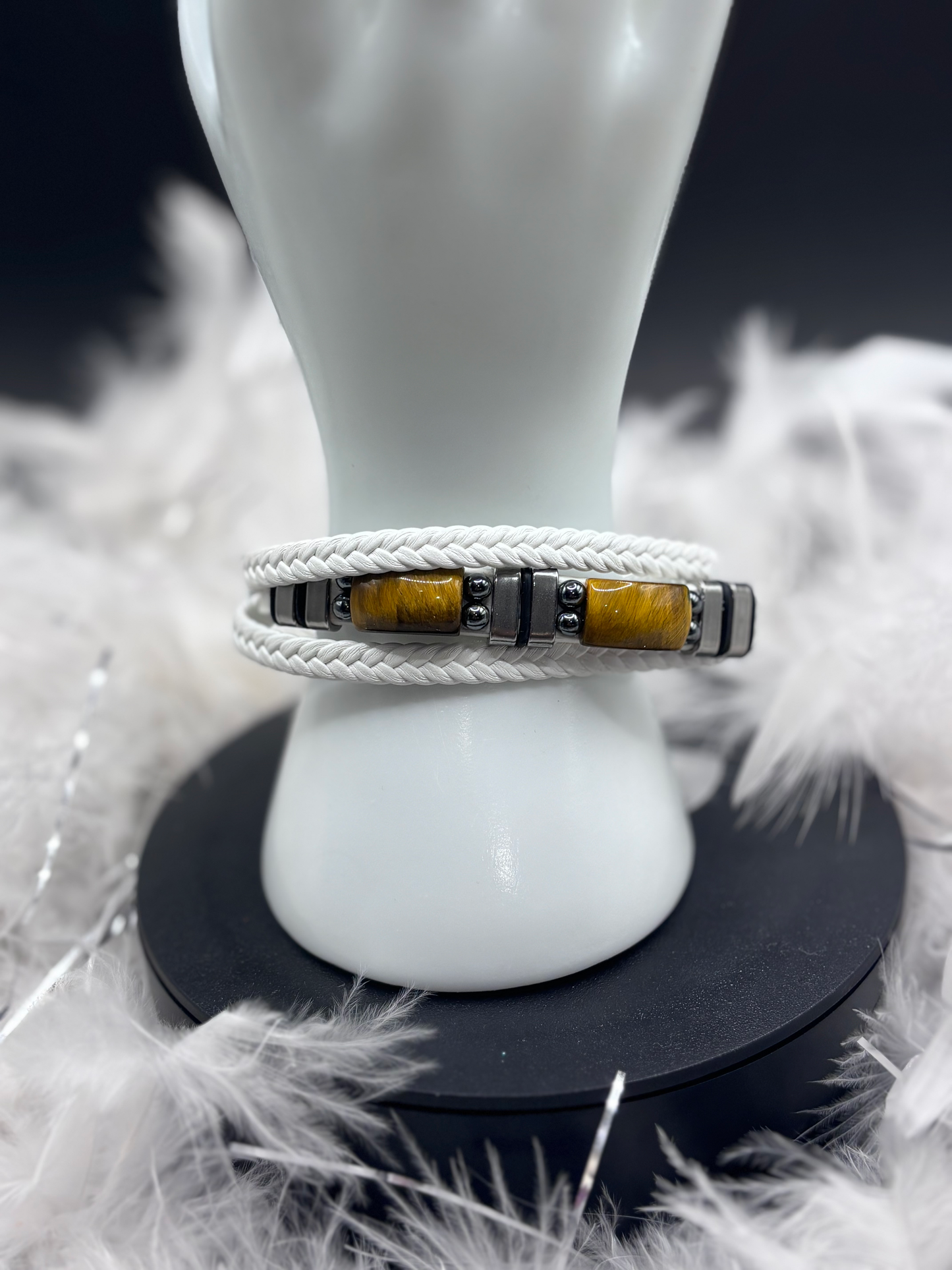 Bracelet, imitation cuir blanc image 0