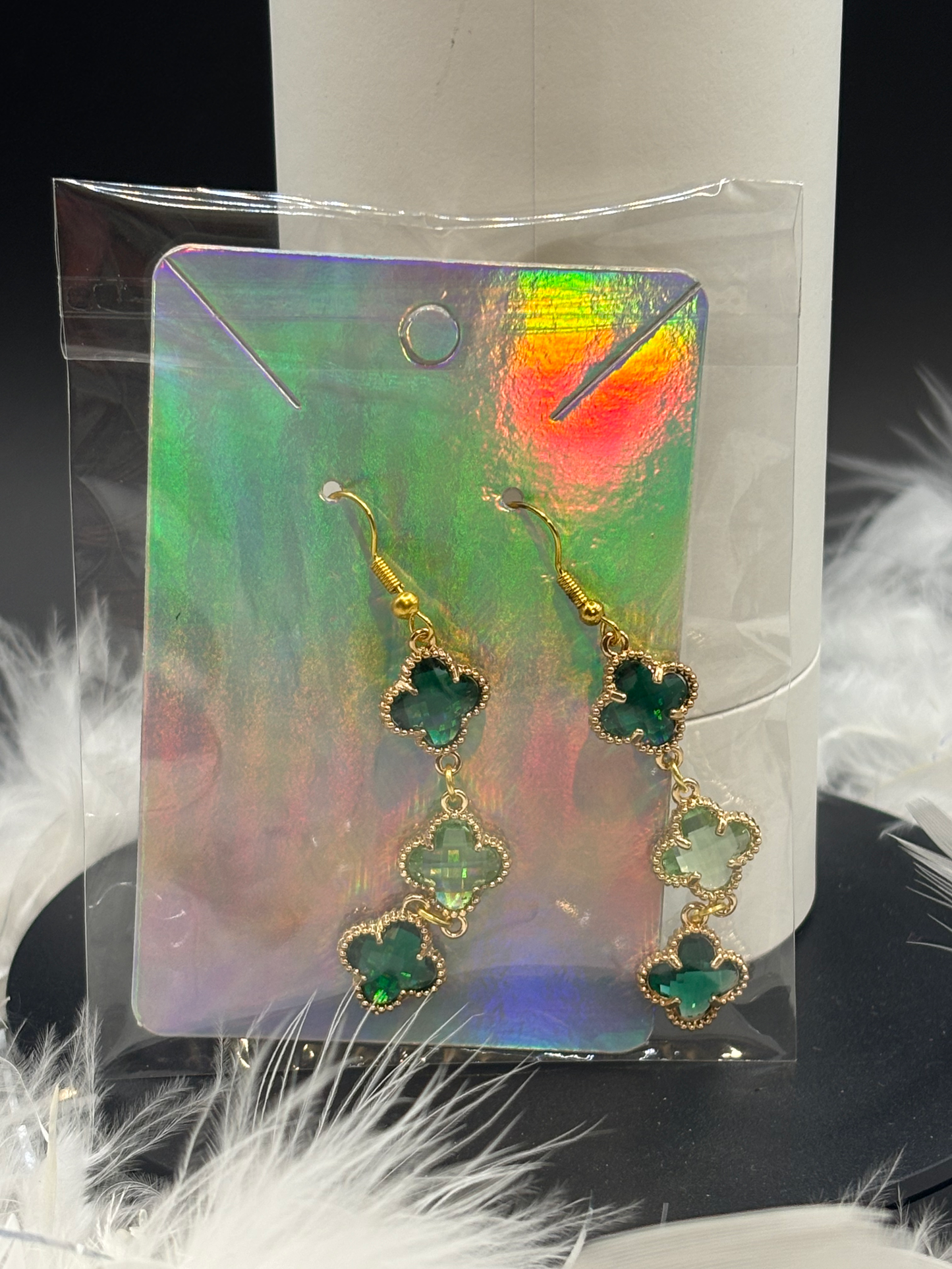 Boucles d’oreilles, trèfle vert image 0
