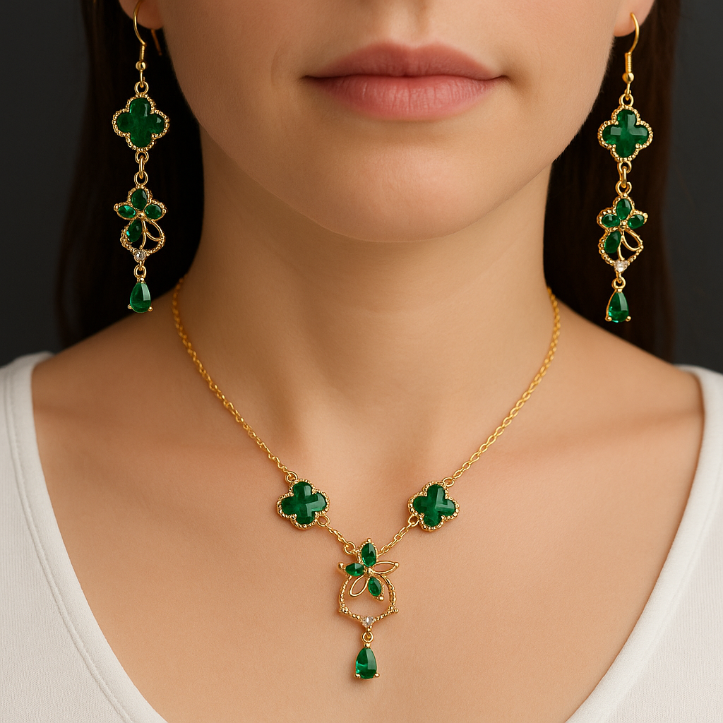 Parure strass vert image 0