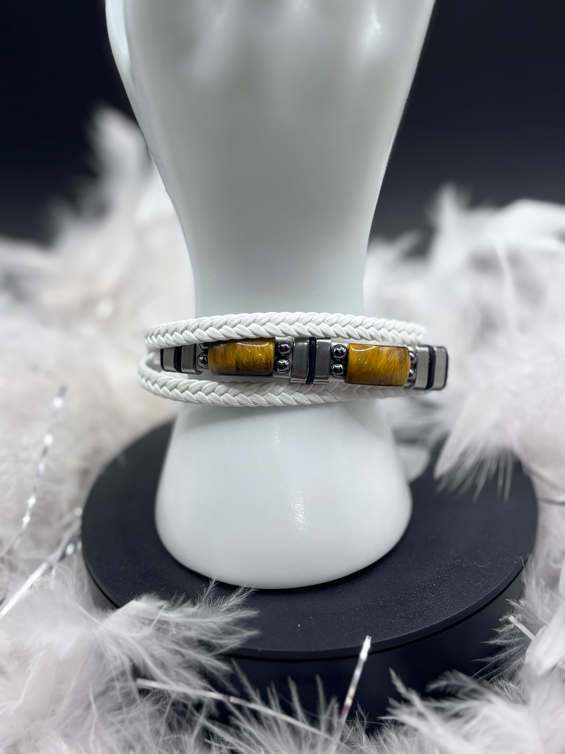 Bracelet, imitation cuir blanc image 0