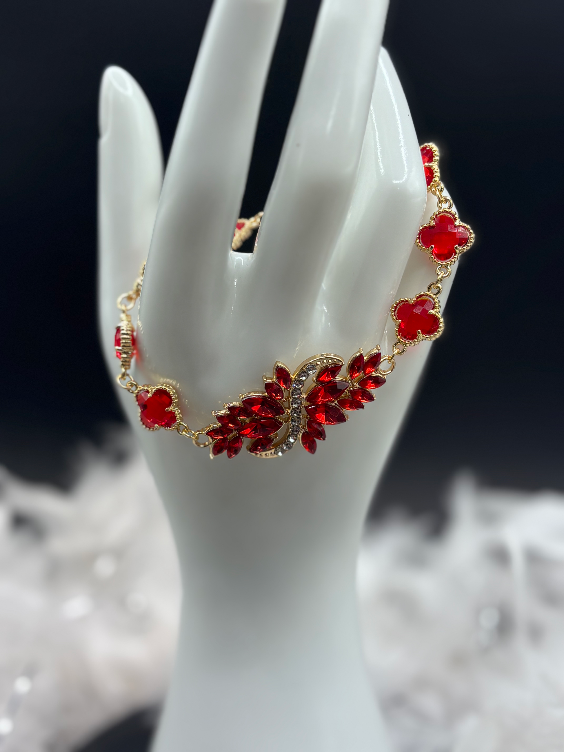 Bracelet, feuilles rouges image 0