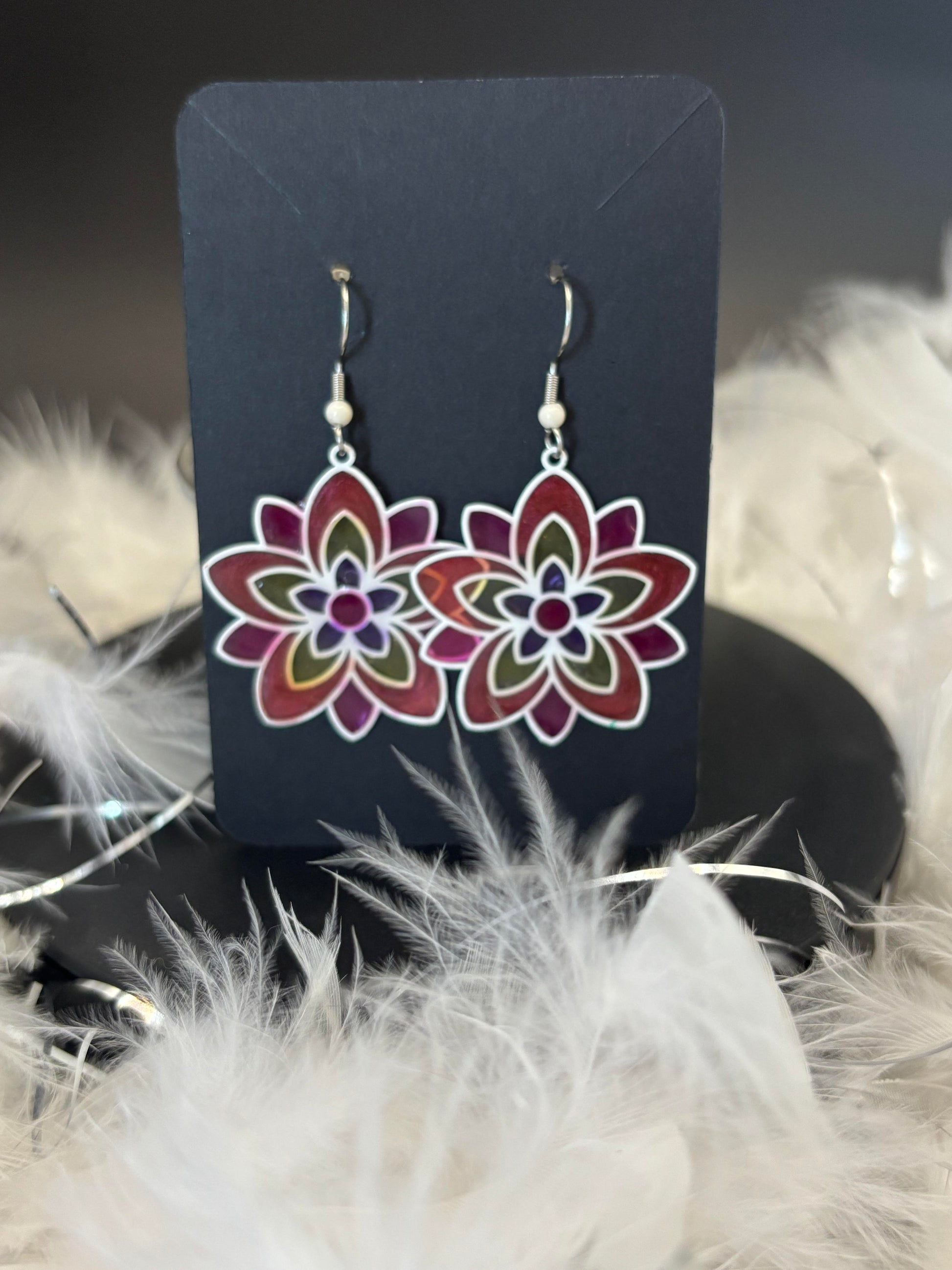 Boucles d'oreilles fleur blanche image 0