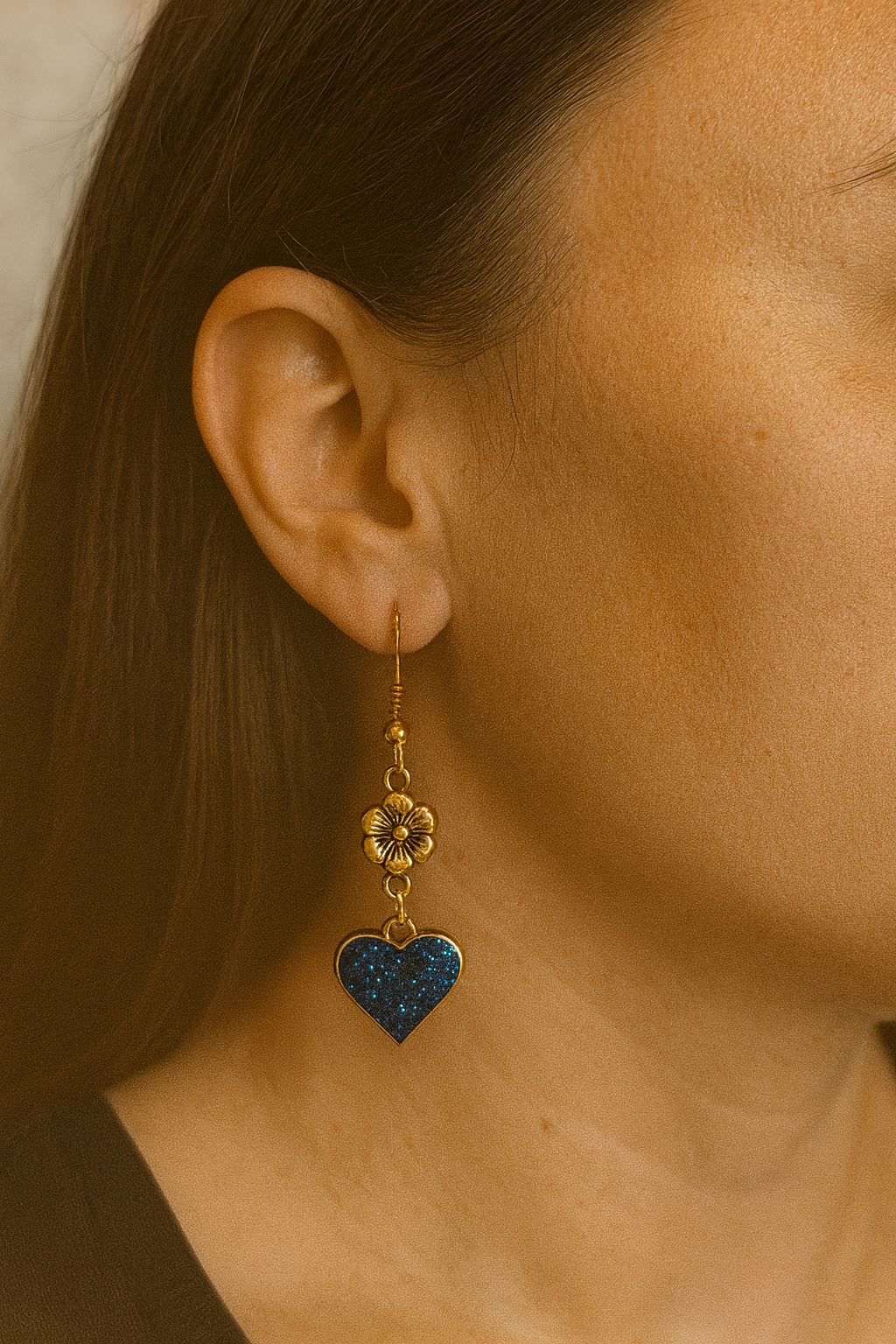 Boucles d’oreilles, cœur bleu image 0