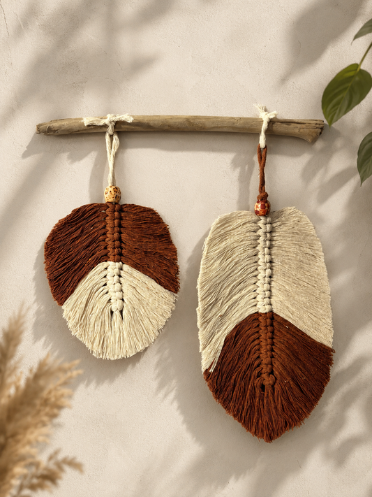 Deco 2 plumes macramés