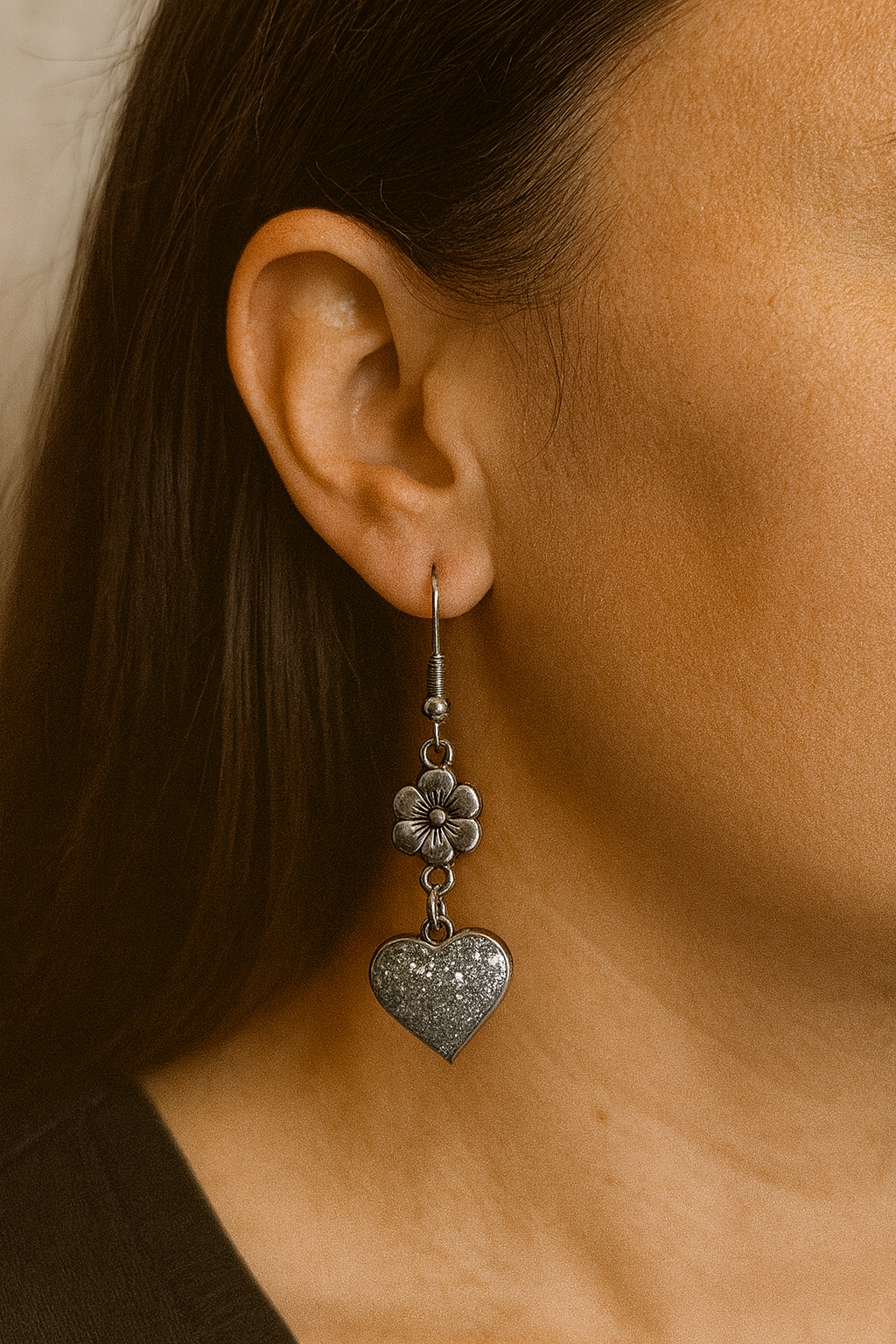 Boucles d’oreilles, cœur argent image 0
