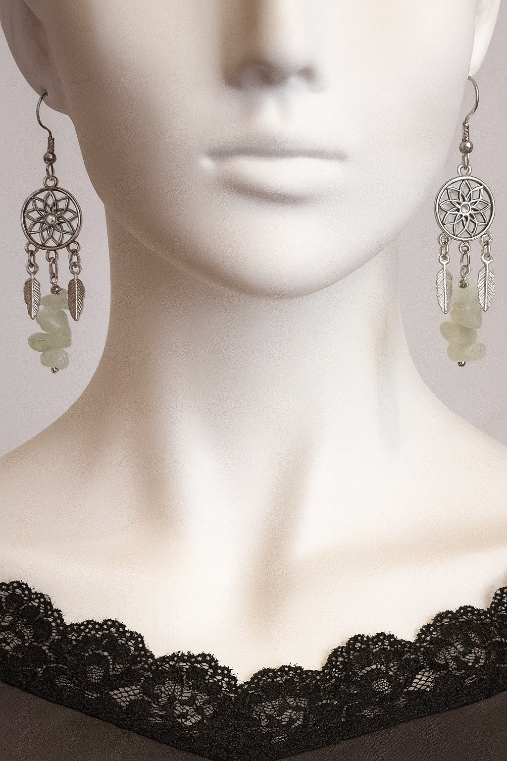 Boucles d’oreilles, pierre et attrape-rêves image 1
