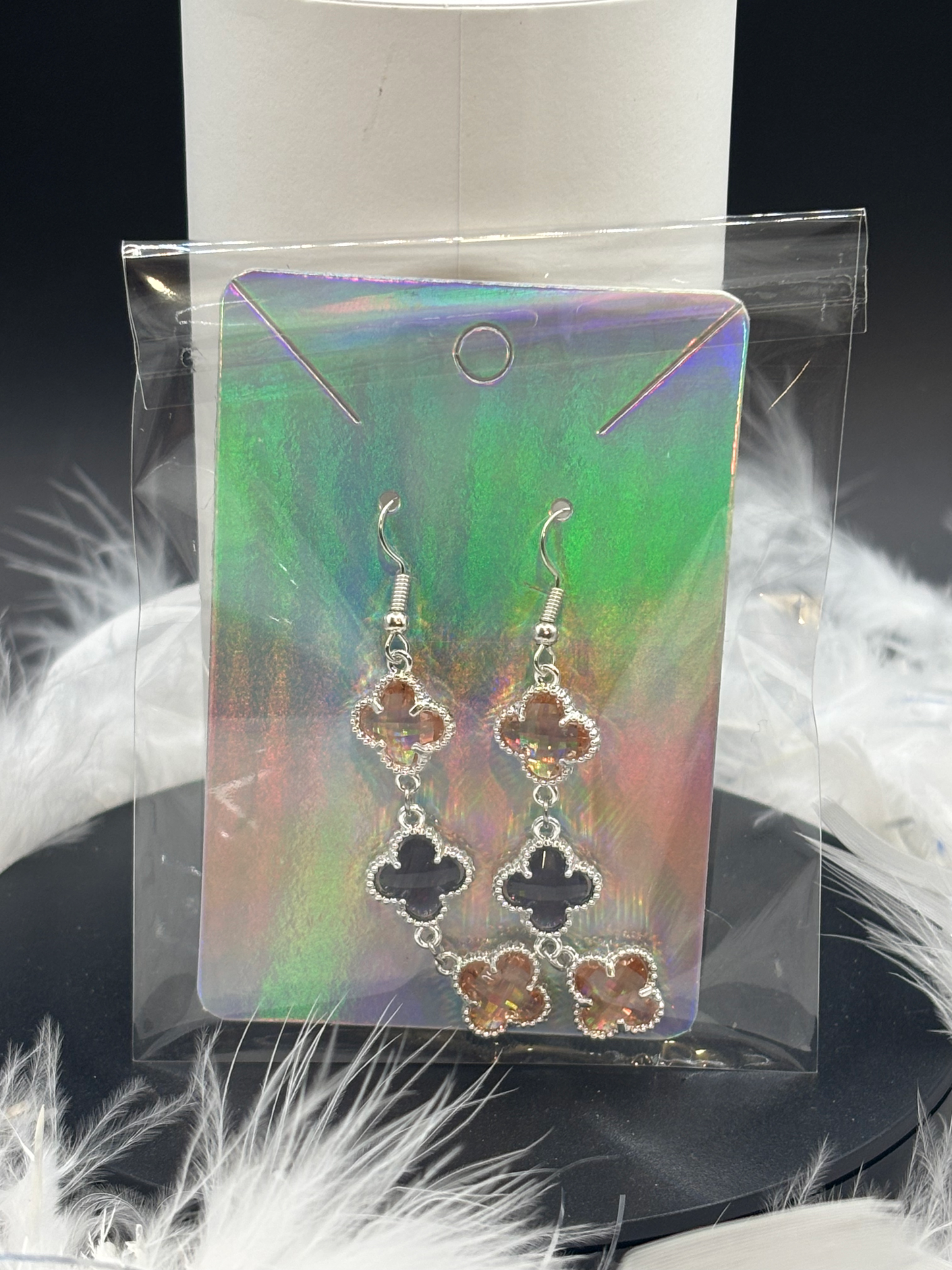 Boucles d’oreilles, trèfle, ambre image 0